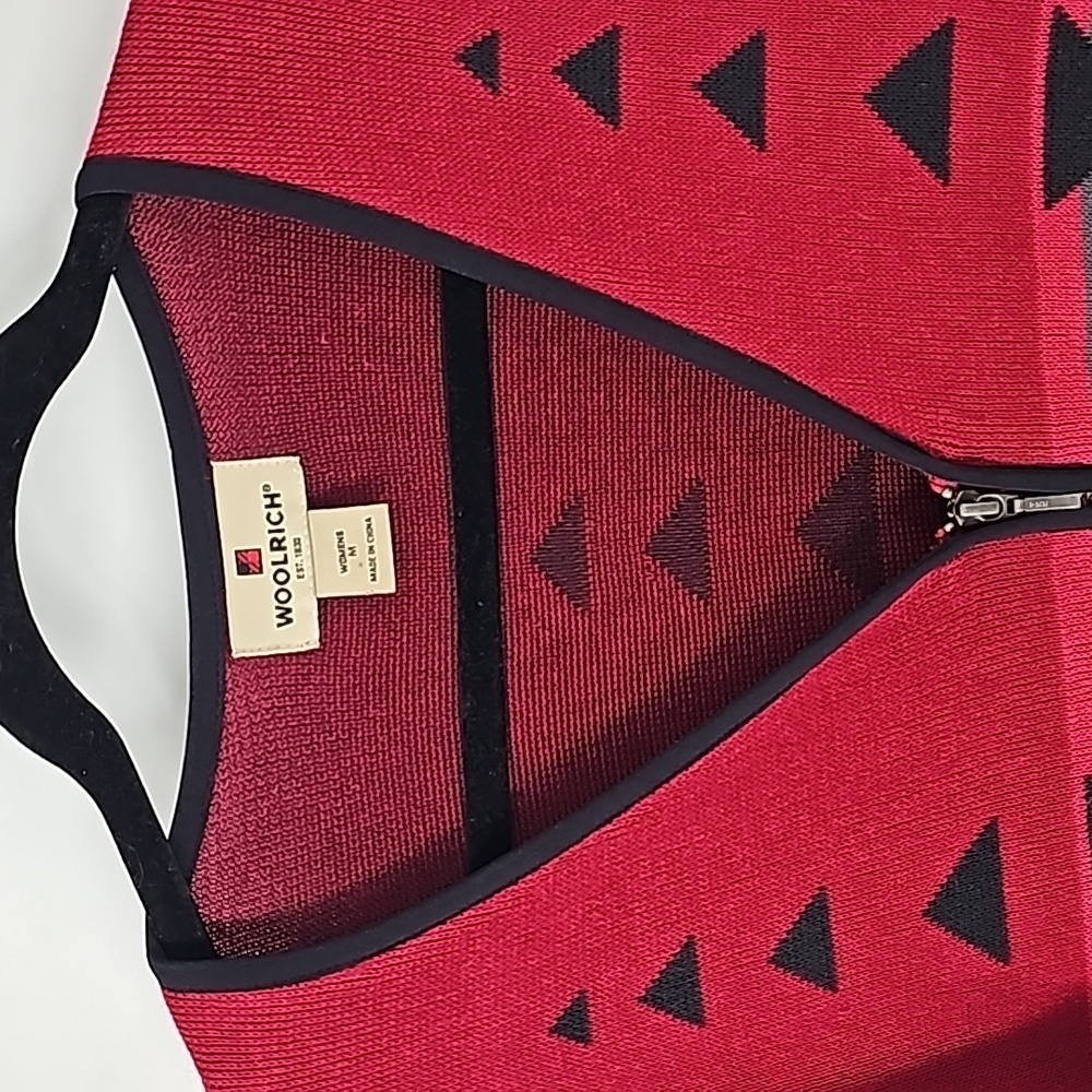 Woolrich Elegant Ruby Red Aztec Design Zip Front … - image 4
